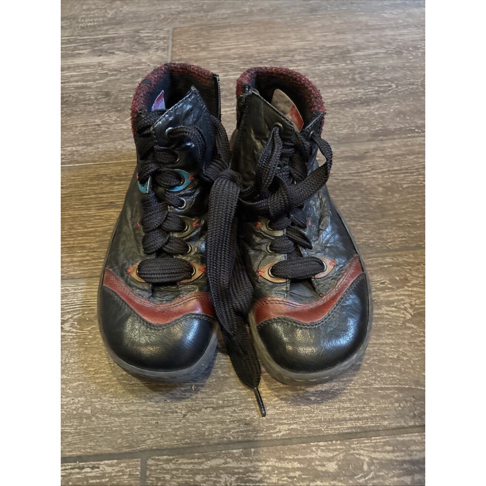 Rieker Genuine Leather Black Red Simona High top Sneaker Boots Lagenlook 42 10.5